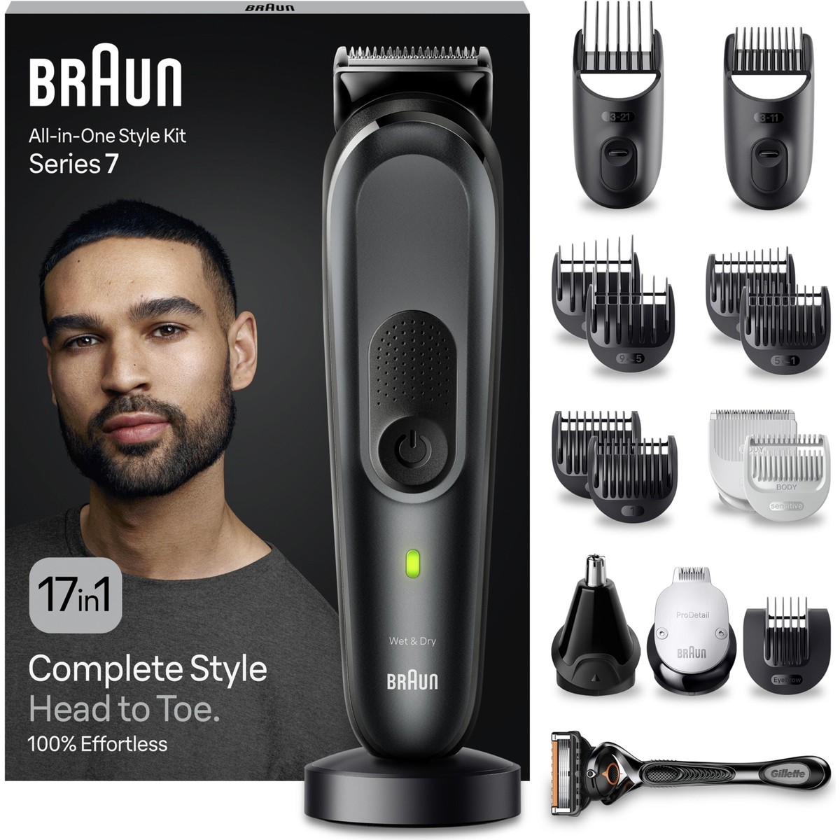 Braun Series 7 MGK7491 17’si 1 Arada Erkek Bakım Kiti Siyah Renkli Kablosuz Şekillendirme Seti