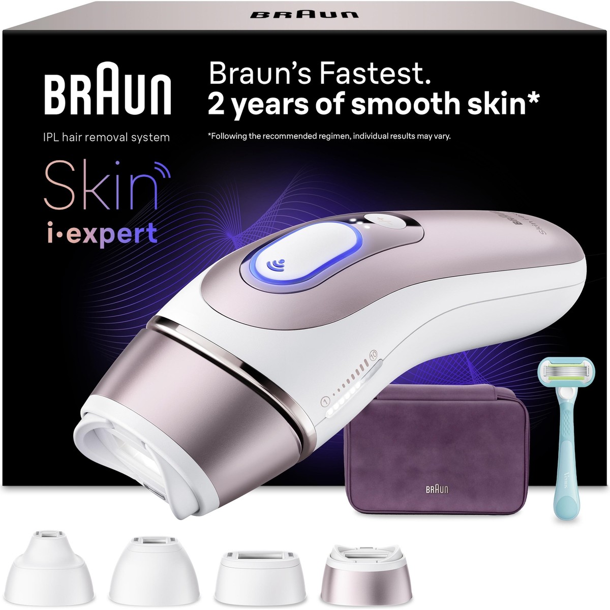 Braun Ipl Skin I·expert, Evde Lazerle Tüy Alma, App Ile, Çanta, Gillette Venus, 4 Başlık, PL7431