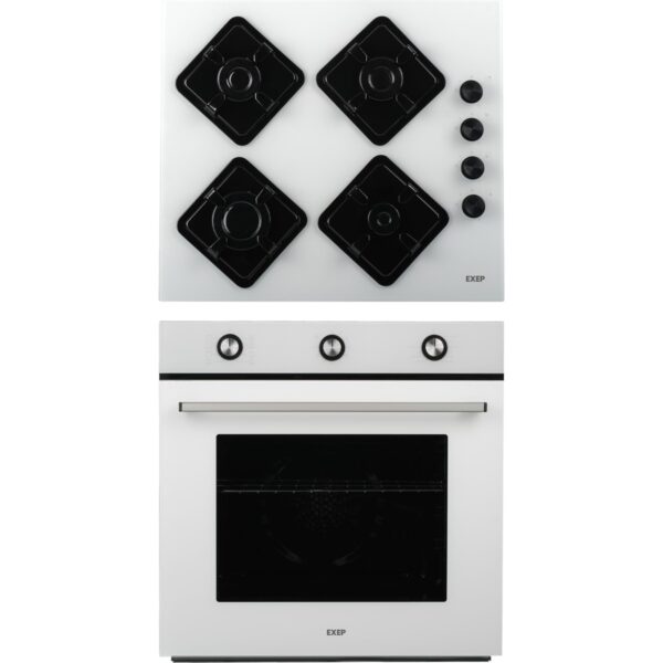 Exep Elegra 2’li Beyaz Ankastre Set(Cam Gazlı Ocak + Turbo Fırın (EO320+ EF240)