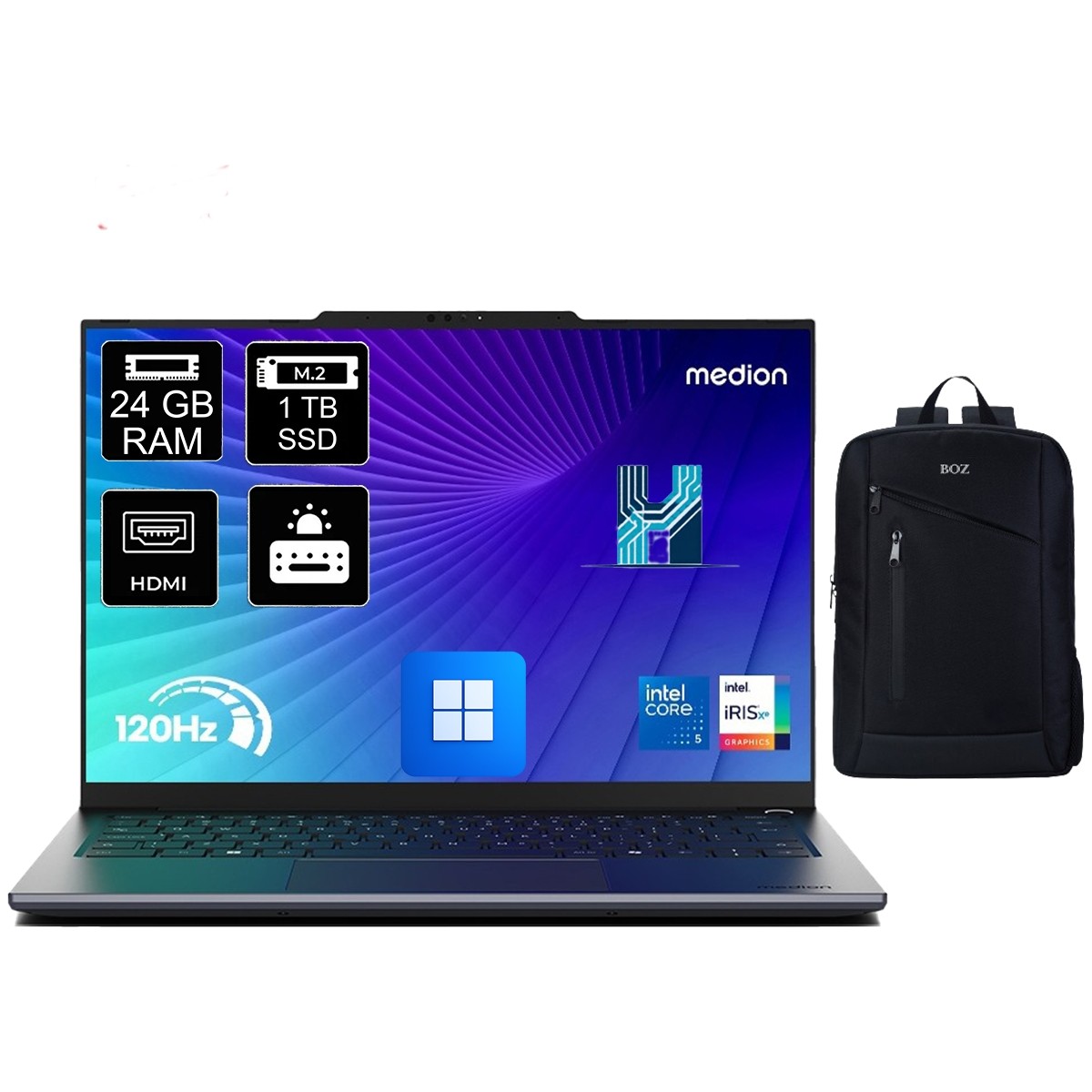 Medion Signium 14 S1 MD600032 Intel Core 5 120U 24GB Ram 1tb SSD Windows 11 Pro 14" 120Hz OLED Dizüstü Bilgisayar +Boz Çanta
