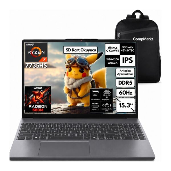Lenovo Ideapad Slim 3 Amd Ryzen 7 170 16GB 1 Tb SSD Windows 11 15.3"  83K700PSTR +Compmarktçanta