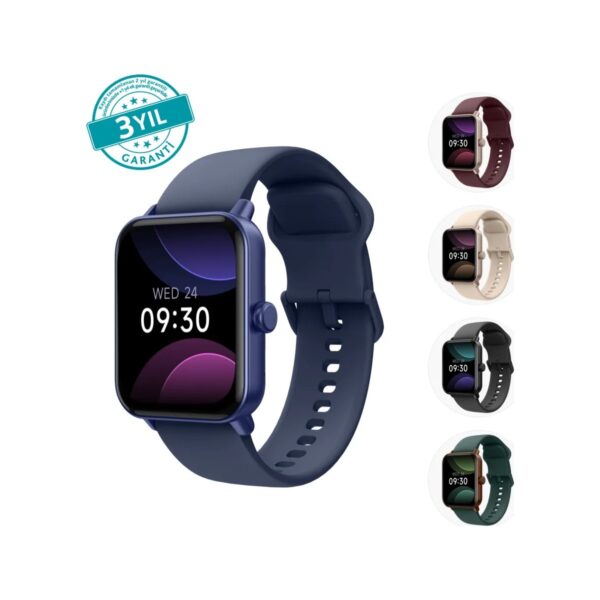 ttec Tempus 44 mm,  Dikdörtgen Kasa, İOS ve Android Uyumlu, 22mm Değiştirilebilir Kordonlu, Akıllı Saat Atlantik Mavi 2S13WV3