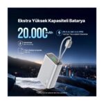 Ttec Recharger Pro Max Tft 20.000MAH Pd 45W Usb-C ve Lightning Dahili Kablolu Taşınabilir Hızlı Şarj Aleti Powerbank - Görsel 2