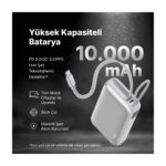ttec ttec ReCharger Pro LCD 10.000mAh PD 35W USB-C Makaralı Kablolu Taşınabilir Hızlı Şarj Aleti / Powerbank 2BB276G - Görsel 2