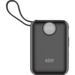 S-Link G450 20000MAH PD45W+QC3.0 Dahili Kablolu Siyah LCD Taşınabilir Pil Şarj Cihazı Powerbank