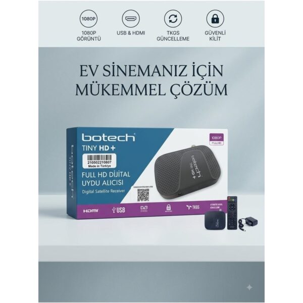 Botech Tıny Plus Full Hd Uydu Alıcısı Wıfı ( Wifi ) USB Destekli YENİ KASALI TKGS VAR