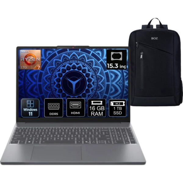 Lenovo Ideapad Slim 3 Amd Ryzen 7 170 24GB 1tb SSD Windows 11 Pro 15.3" Taşınabilir Bilgisayar 83K700PSTR + Boz Çanta