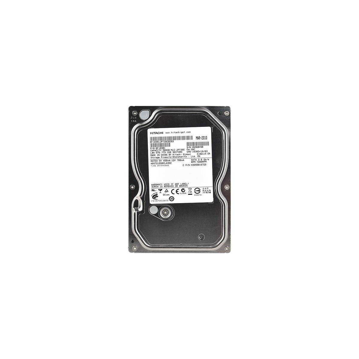 Hitachi Deskstar Hds721050Cla662 500Gb 7200Rpm 16Mb Sata 6.0Gb/S Sabit Disk
