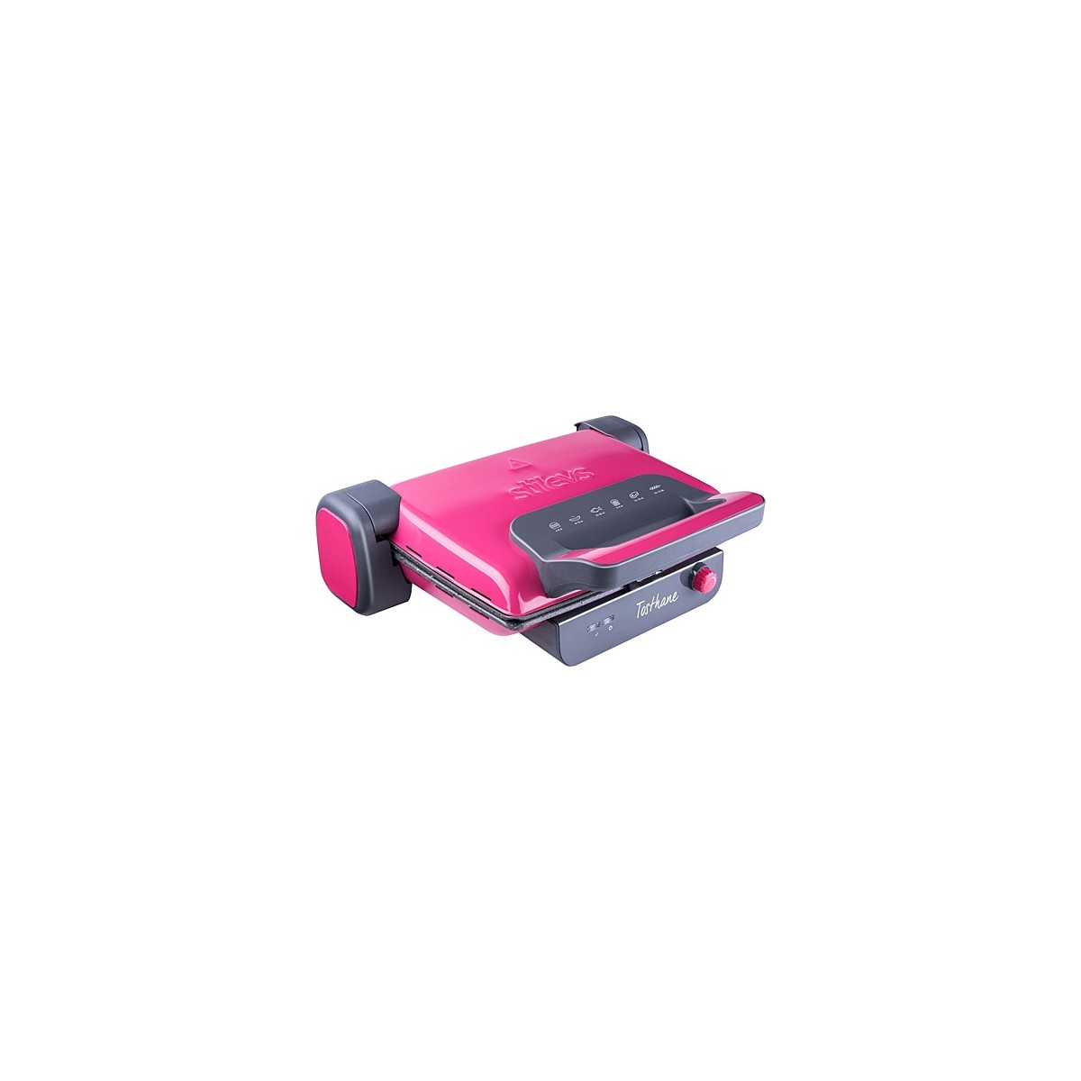 Stilevs Tosthane Granit Tost Makinesi 1800 W Çıkartılabilir Plaka Özelliği ile Pembe Renk