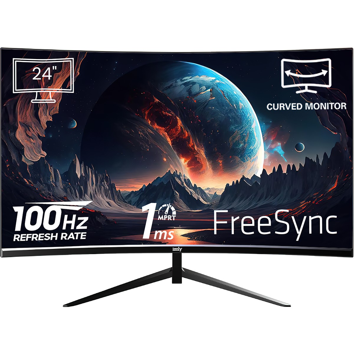 İzoly Vortex 2456 24" 100Hz 1ms (HDMI+VGA) Full HD Curved Monitör