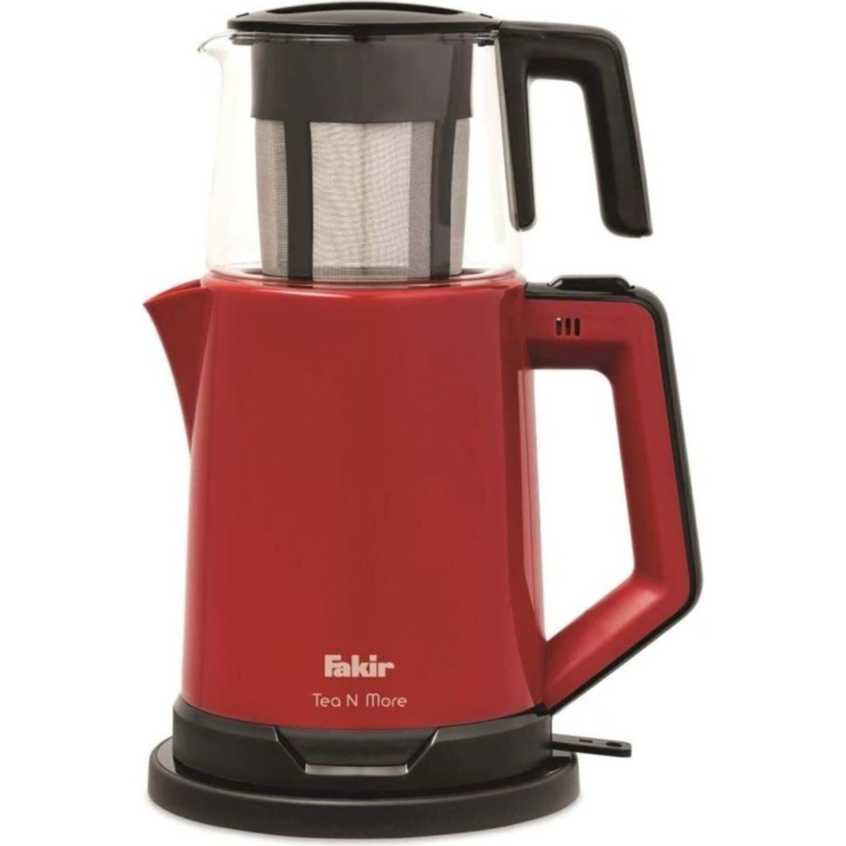 Fakir Tea N More Çay Makinesi – 1,7 L Su Isıtıcı, 0,7 L Cam Demlik, Kırmızı, Çift Demlikli ve Otomatik Kapanma Özellikli