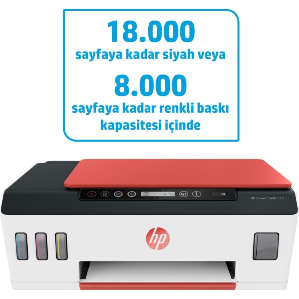 HP Smart Tank 519 3YW73A Wi-Fi + Fotokopi + Tarayıcı Renkli Çok Fonksiyonlu Tanklı Yazıcı