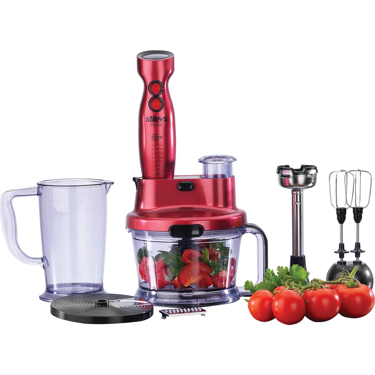 Stilevs Limitless Çoklu Set Blender 2000W 1,5 Lt Doğrama Çırpma Parçalama ve Rendeleme Fonksiyonlu