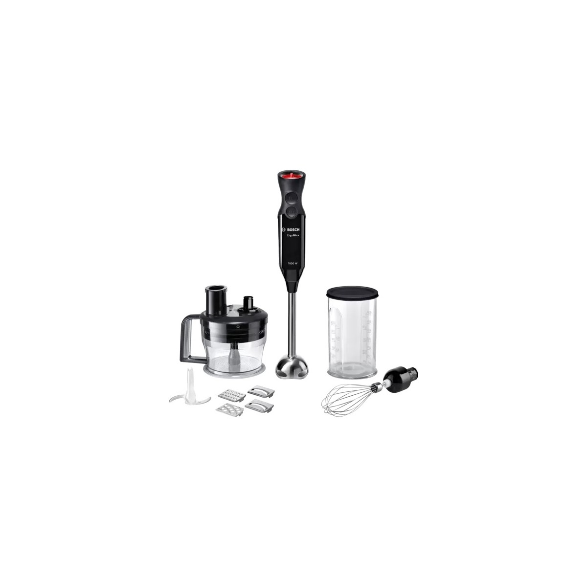 Bosch 1000 W Çoklu Set El Blenderı – 1,25 lt Doğrayıcı, 900 ml Ölçü Kabı, Paslanmaz Çelik Bıçak, Turbo Fonksiyon
