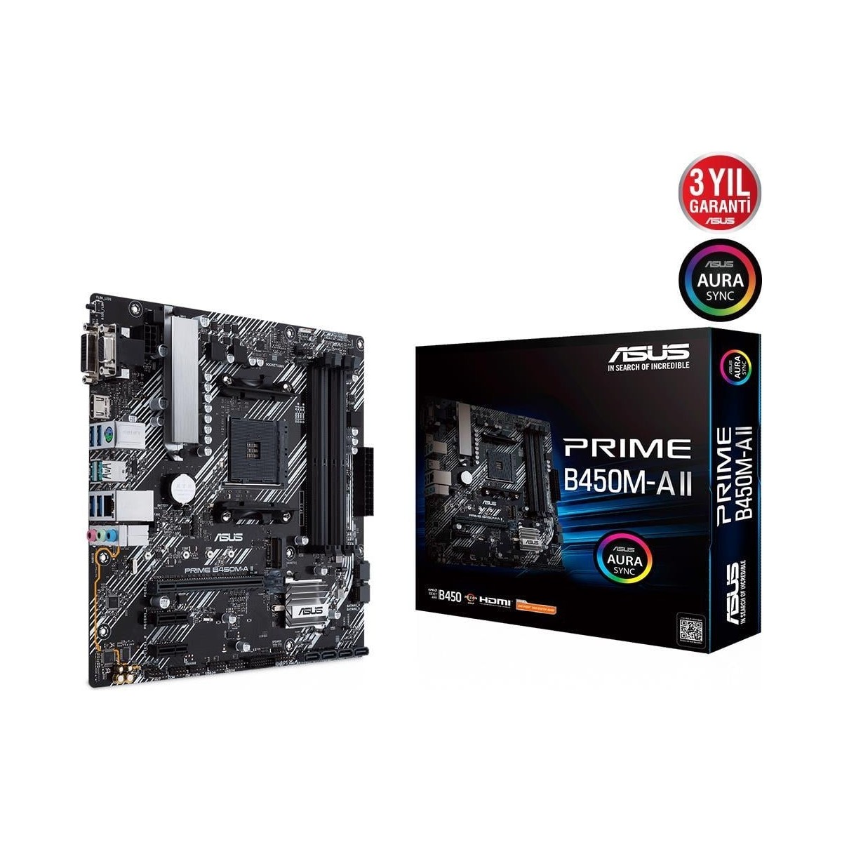 Asus Prıme B450M-A Iı Amd B450 Am4 DDR4 4400 Hdmı Dvı Vga M2 Usb3.2 Aura Rgb Matx (Prıme B450M-A Iı) Anakart