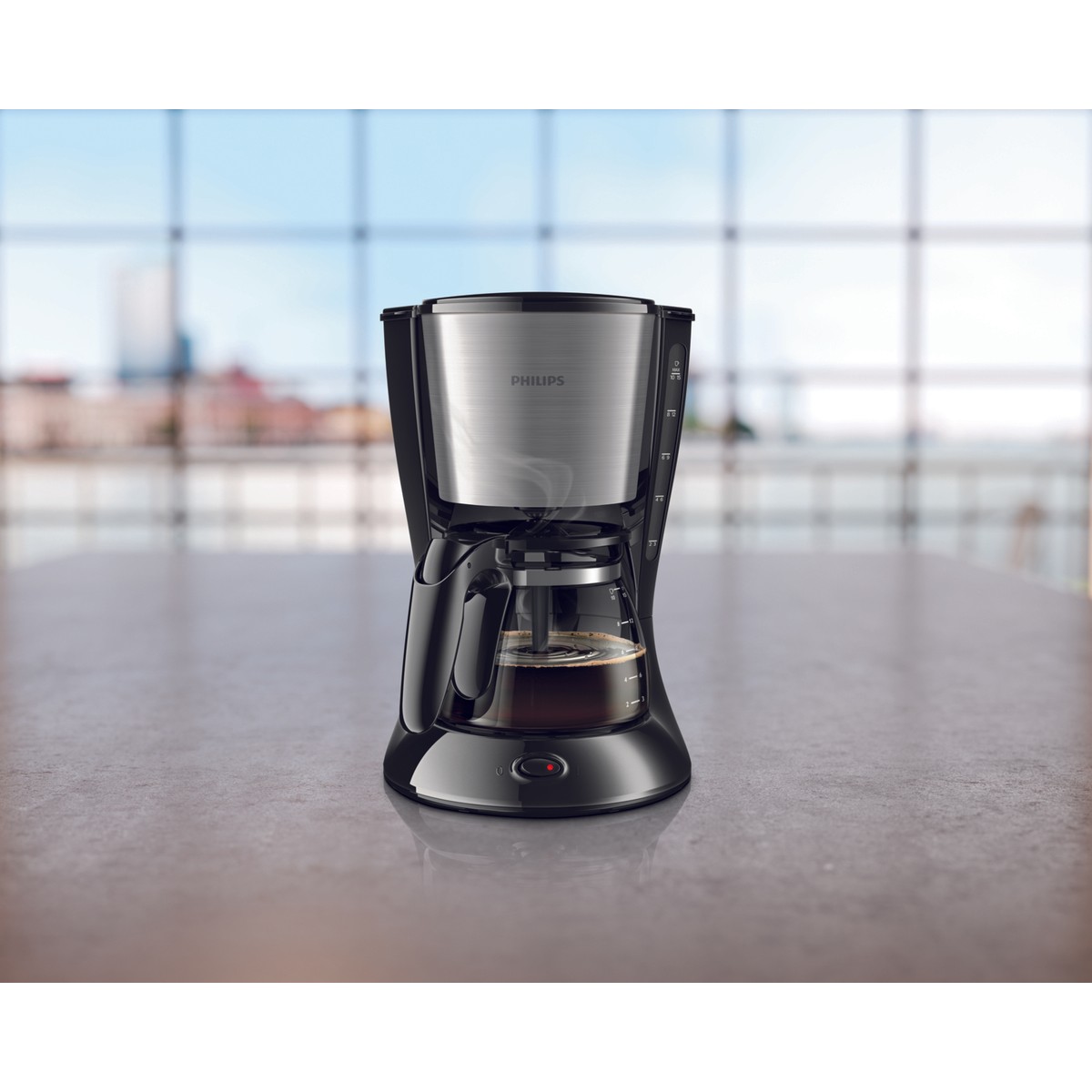 Philips Filtre Kahve Makinesi, 1,2 Lt Kapasite, Otomatik Kapanma, Cam Demlikli, Siyah ve Metal, HD7462/20