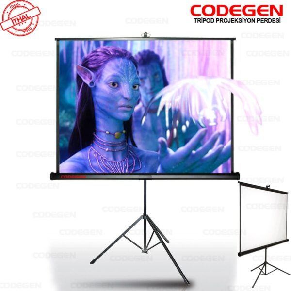 Codegen TX-18 180x180 cm Tripod Ayaklı Taşınabilir Manuel Projeksiyon Perdesi (Arkası Siyah Fonlu)