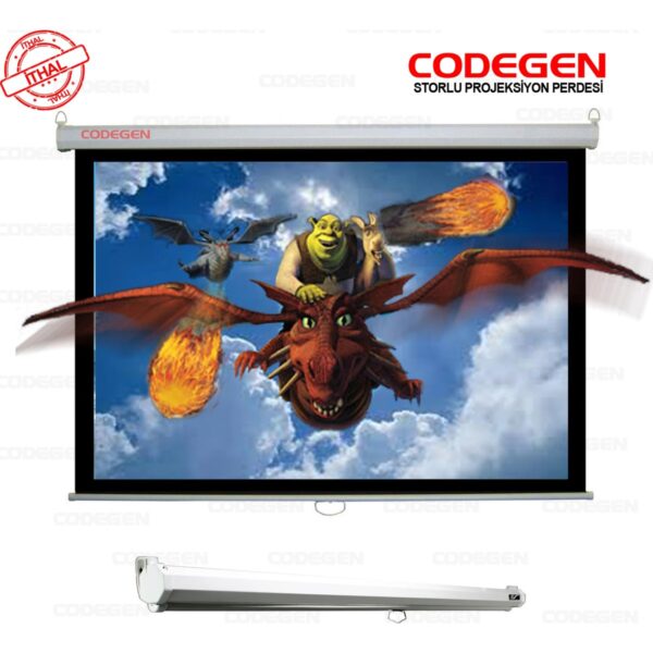 Codegen AX-18 180x180 cm Storlu Manuel Projeksiyon Perdesi (Arkası Siyah Fonlu)