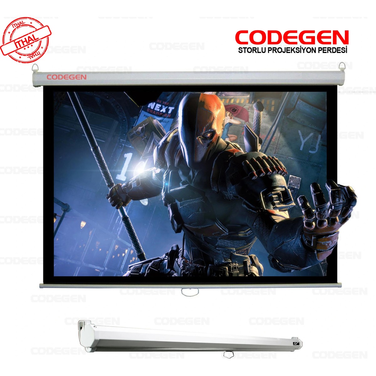 Codegen AX-24 240x200 cm Storlu Manuel Projeksiyon Perdesi (Arkası Siyah Fonlu)